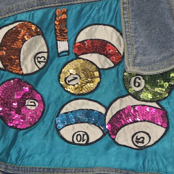 Vintage 80's-90's Cedars Sz M Art Jean Jacket Denim Billards Pool Unisex? - Picture 12 of 13